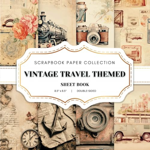 Vintage Travel Themed Scrapbook Paper Collection: 20 World Map Double-sided sheets, 8.5 x 8.5 (21.59 x 21.59 cm) World Travel Craft Paper Book for ... Journaling, Crafting and Decoupage. And More.