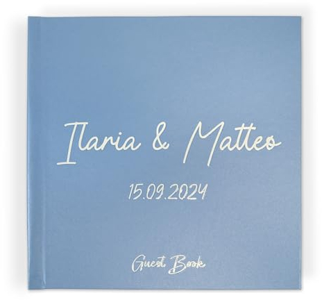 PHOTOCITY Libro degli Ospiti Matrimonio, Guest Book Matrimonio Personalizzato, Copertina Rigida Personalizzabile con Effetto 3D, Libro degli Ospiti di Matrimonio con Domande da compilare