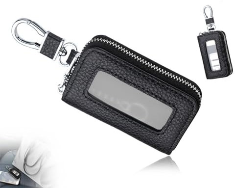 Lhbwhiz portachiavi per auto, custodia per chiavi per auto piccola,custodia per chiavi,custodia per chiavi,borsa per portachiavi,custodia per chiavi per auto con moschettone e cerniera(nero)