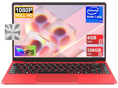 NOTODD Ordinateur Portable 14 Pouces 256Go SSD Soutien Extension 1TB,Pc Portable Win11 Celeron N4020 Pas Cher FHD 1080 5G WiFi BT4.2 inclut Souris sans Fil&AZERTY Clavier Couverture-Rouge