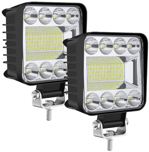 AnTom LED Arbeitsscheinwerfer 2 X 4 Zoll 132W LED Zusatzscheinwerfer 12V 24V Flutlicht Wasserdicht IP68 Kaltweiß Offroad Scheinwerfer für SUV, UTV,Bagger Traktoren ATV Offroad