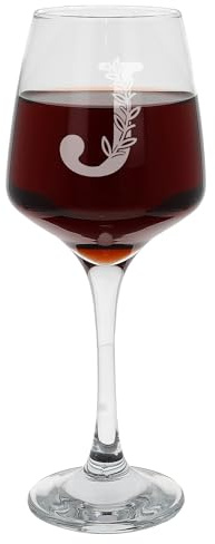 Grand verre à vin avec monogramme gravé avec initiale gravée - Cadeau d'anniversaire pour elle ou lui - 400 ml