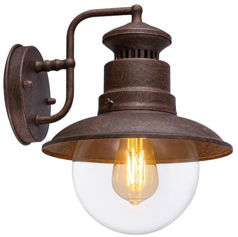 Außenwandlampe LED Laterne Gartenlampe Terrassenleuchte Haustürlampe rostfarben, Stahl Glas, 7W 806lm warmweiß, BxHxT 21,5 x 27 x 24,7 cm
