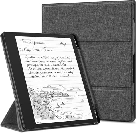 Fintie Hülle für 10,2 Zoll Kindle Scribe 2024/2022 | Tri-Fold Ständer Case mit Stifthalter, Auto Sleep/Wake, Rückseiten-Magnet, Grau