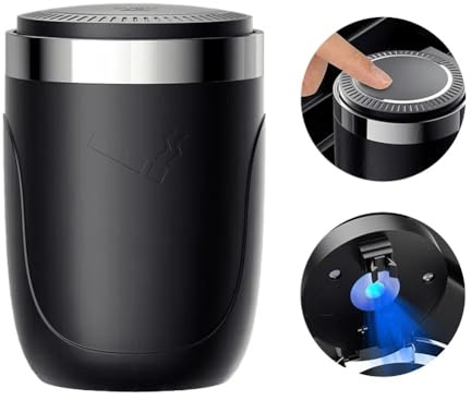 YOUNICE Tragbarer Auto Aschenbecher mit Deckel & LED, Abnehmbare Rauchfreier Aschenbecher für Autos Vans Outdoor Camping