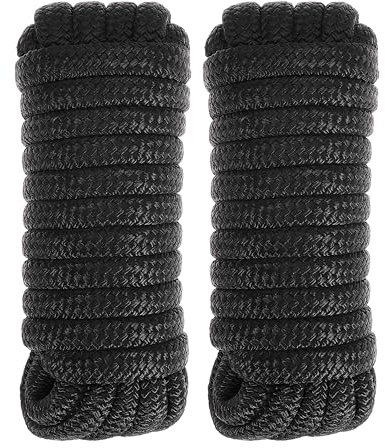 Ciweisah Boat Dock Lines 2 Pack 3/4 x 25FT Boat Lines Nylon Marine Rope for Boats Double-Braided Bumper Rope Boat Lines for Docking Boat Lines Dock Ties