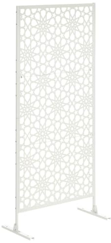 Outsunny Biombo de 3 Piezas Biombo Separador de Ambientes con Diseño de Copo de Nieve Biombo para Exterior Jardín Patio Terraza 92x45x198 cm Blanco