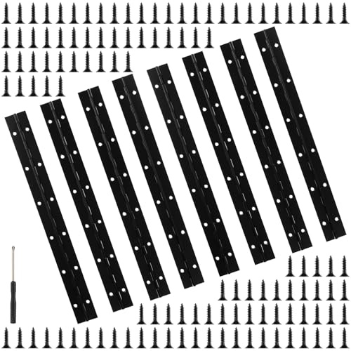 LDXDRU 8 Stück Klavierband Scharnier, 300 × 30 mm Edelstahl Stangenscharnier, Klavierband Klavierscharnier Schwarz mit Schrauben für Klaviere Schranktüren Wohnmöbel