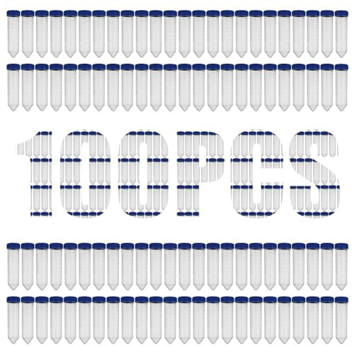 Kueohse 100 X Tubes à Centrifuger Coniques de 50 ML avec des Zones D'Écriture Transparentes et des Bouchons Vissés Bleus