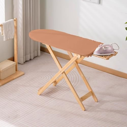 Tabla de planchar plegable de madera con ajuste de altura de tres niveles y soporte de plancha desmontable, diseño que ahorra espacio para uso doméstico