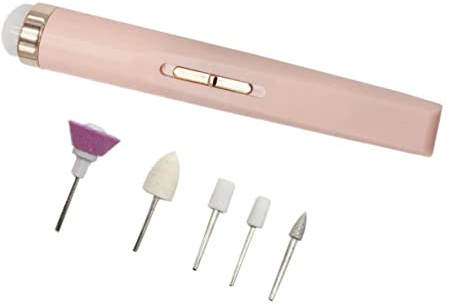 PACKOVE Kit Eléctrico Para Pulir Uñas Rosa, Compacto y Portátil, Máquina Pulidora De Manicura Para Uñas Naturales Gel, Herramientas De Manicura Para Salón y Uso Personal