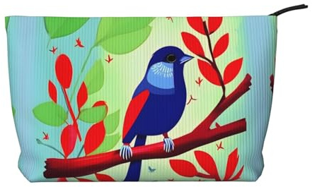 WZYCWB Bolsa de cosméticos de viaje con estampado de hojas rojas, perfecta para viajes de negocios y vacaciones., Pájaro de hoja roja, Talla única