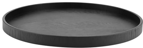 Bandeja de Servicio de Madera Redonda, 37.5 cm Bandeja Madera Cafetería Plato Comida para la Comida para el hogar Restaurante la Cocina (Negro)