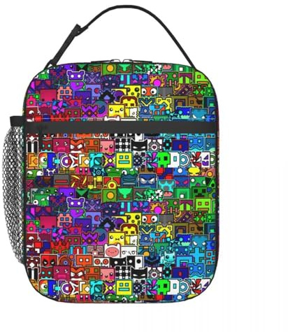 TFDGDGH Custom Geometry Cube Dashes Insulated Lunch Bags for Camping Travel Food Resuable Cooler Thermal Bento Box Women Children