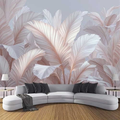 ZISTRCBAO Carta Da Parati Foglie Di Banano Acquerellate, Piante Tropicali Carta Da Parati per Sala Pranzo Divano Camera Letto Soggiorno TV Sfondo Muro 300x210cm