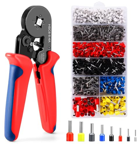 Set di pinze crimpatrici, pinze per capicorda e 1800 morsetti per 0,25 – 10 mm2(AWG 23 – 7), pinza per crimpatura, set di pinze crimpatrici, pinze per pressatura, pinza crimpatrice, pinza crimpatrice