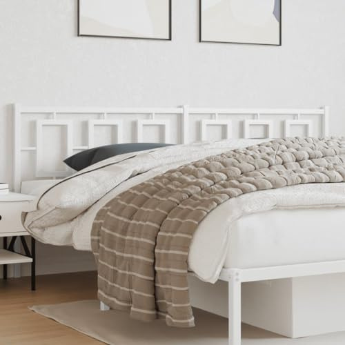 SKTQYQO Testiera in Metallo Bianco 200 cm, Testiera Letto in Acciaio Verniciato a Polvere con Design Classico ed Elegante, Struttura Robusta e Stabile per Supporto Schiena, Testata