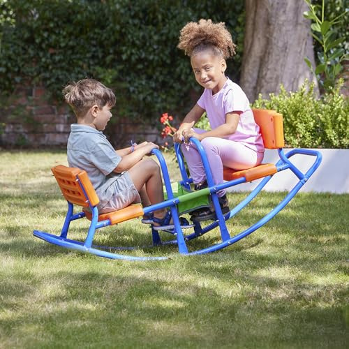 Kids Rocking Boat Seesaw | Boat-Shaped, Orange Plastic Seating, Powder-Coated Steel Frame, Handholds