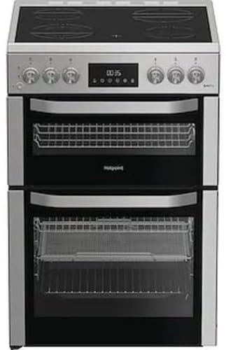 Hotpoint HDE6VDCASX 60cm Wide Double Oven Electric Cooker with Ceramic Hob - Stainless Steel - A Rated
