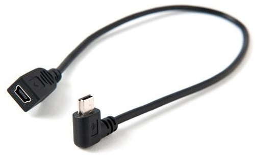 AKORD MINI USB 2.0 Type-B Female Male Right Angle Extension Cable/Lead (1 Metre)