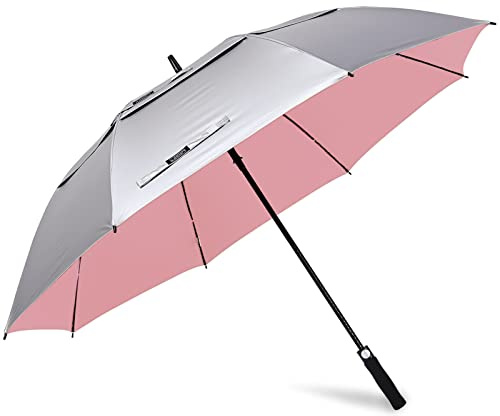 G4Free 62/68 Inch UV-Schutz Winddicht Sonnen- und Regenschirm Golfschirm Autorisches Öffnen Doppelbaldachin Belüftet Übergröße für Herren und Damen
