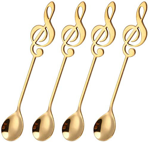 ARISKEY Musiknotenlöffel, 8 Stück, kreative niedliche Teelöffel, 15,2 cm, Edelstahl, Musiknoten-Form, Kaffeelöffel, niedliches Küchenutensilien-Set für Kaffee, Zucker, Dessert, Kuchen, Eiscreme