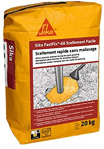 SIKA - Micro-béton pour scellement rapide sans malaxage - Sika Fastfix-60 Scellement Facile Gris - Utilisation facile : verser la poudre et arroser - Prise en 10 minutes - 20kg