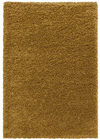 Teppium Moderner Hochflor Teppich Wohnzimmer 200x300 (200 x 290 cm) Goldfarbe - Shaggy Flauschiger Teppich, Extra Weich, Pflegeleicht und Einfarbig - für Schlafzimmer, Küche und Esszimmer