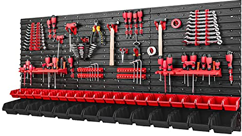 PAFEN Étagère murale empilable à outils 1728 x 780 mm - Système de rangement - Ensemble de porte-outils et boîtes 36 pièces - Boîte