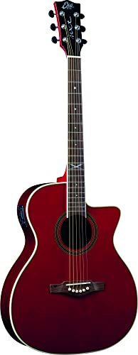 Eko GUITARS - NXT A100CE SEE THROUGH RED, Chitarra Acustica , Fasce Fondo Manico in Mogano, Tastiera in South American Roupanà, Auditorium Cutaway, Colore Rosso