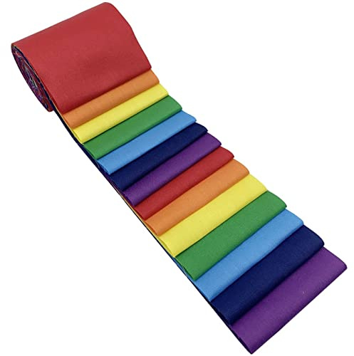 aufodara 7 Colori/14 Pezzi Tessuto Cotone Arcobaleno Patchwork 7,9 x 100 cm Tessuti Strisce Tessuto Cucito Creativo DIY Fatto a Mano (Arcobaleno)