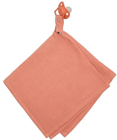 SEVIRA KIDS - Doudou lange attache tétine en gaze de coton, Jeanne - 40 x 40 cm Made in France