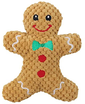 Colcolo Lustiger Hund Quietschendes Spielzeug Quietschen Spielen Katzen Hunde Kuscheltier Langlebig Zähne Spielzeug Weich für Weihnachten Haushalt, Gingerbread Man