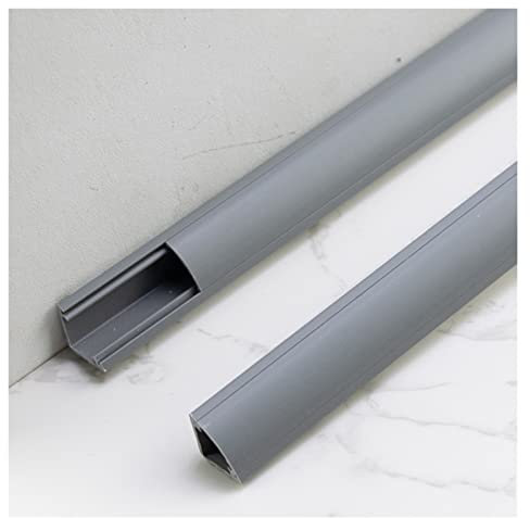 HAIXHX Kabelkanal Dreieckiger fächerförmiger Eckdrahtkanal, PVC-Wand-Eck-Drahtabdeckung selbstklebend zum Verstecken von TV-Kabeln/Computerkabeln (Color : Grey, Size : 24x24mm/0.94x0.94in)