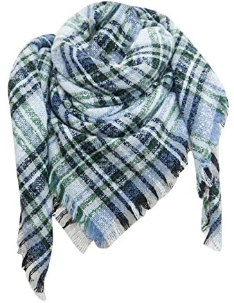 karierter Schal mit Fransen　Muster Baumwolle Baumwolle Dreieckstuch　Dreieck Schal　Dreieckstuch Halstuch　Mode Gestrickte　Damen Schal　poncho winterschal damen