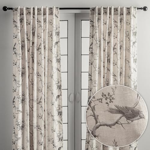 Maison d' Hermine Curtains for Living Room 100% Cotton 108 inch Length Two Panel Light Filtering Curtains for Windows with Rod and Loop Pockets Easter Decorations (Turin, 50 W x 108 L)