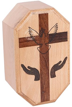 HIND HANDICRAFTS Urnes funéraires en bois avec croix pour cendres humaines pour adulte - Grande boîte en bois de rose - Urnes funéraires pour cendres - Urnes funéraires pour Columbarium - Grande (main