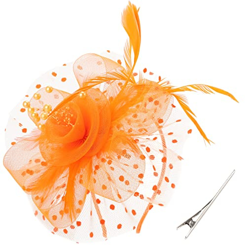 DRESHOW Fascinator Chapeau Plume Mariage Dames Day Bandeau et Clip Cocktail Tea Party Chapeau pour Fille et Femmes, Taille Unique, 1 pc Thicker: Gray