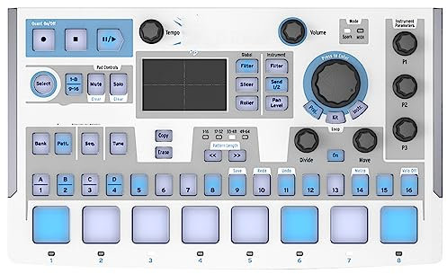 LBMED Controller Tastiera Midi, Beat Pad RGB Portatili con Sequencer a 16 Fasi, Filtro XY, Mixer, Controllo Loop E Volume Patch di Modifica Regolabile, Tecnologia di Simulazione,per DJ Composer