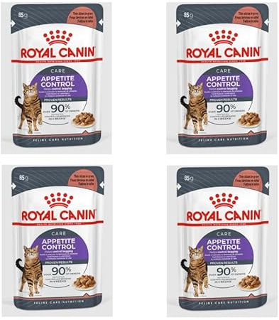 Royal Canin Appetite Control Care in Soße | 4er Pack | 4 x 12 x 85 g | Alleinfuttermittel für ausgewachsene Katzen | Empfohlen zur Kontrolle des Bettelverhaltens
