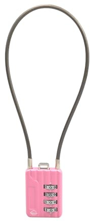 SISAV 4-siffriga kabelkombinationslås 30 cm kabel för skola gym skåp, hjälm, arkivskåp, verktygslåda, bagage resväska, ryggsäck, kabel 3 mm diameter, rosa