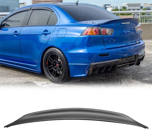 Trunk Spoiler for 08-17 Mitsubishi Lancer Sedan, Unpainted Black, RS Style