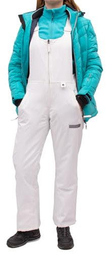 Damen Skihose Hosenträger Ocirplane Wasserdicht Wärme, Skifahren Schnee FIRI, Weiß, S-29