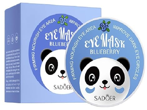 Augenpads, 60 Stück Augenmaske Blueberries Augenpflastern gegen geschwollene Augen, dunkle Ringe und Falten mit Kollagen, lindert Druck und reduziert Falten, revitalisiert Haut