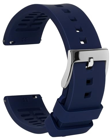 TStrap Silicone Watch Strap 20mm - Blue Quick Release Watch Band for Mens Womens - Military Waterproof Smart Watches Bracelet Replacement with Clasp Ladies - 18mm 19mm 20mm 21mm 22mm 24mm