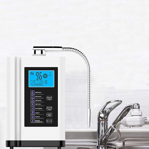 DPLXQPP Purificador Agua Alcalina,Ionizador Alcalino,Máquina Agua con ácido Alcalino Ph 3,5-10,5,hasta -600 Mv Orp,8000 litros por Filtro,7 Ajustes Agua,Limpieza Automática,silver-110V