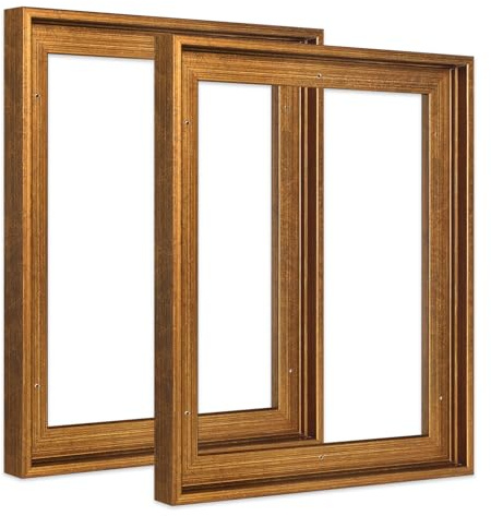 FOLKOR Canvas Floater Frame for 11x14 Oil Paintings, 2 Pack Vintage Gold Canvas Floating Frame with 0.9 Inch Deep for Art Prints Artwork Landscape Portrait Living Room Wall Decor (Gold)