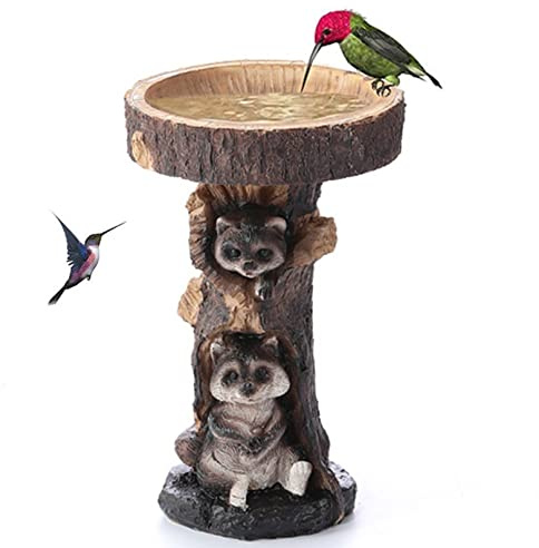 Baobiutin bird bath bowl Bird Bath Bowl Resin Raccoon Garden Ornaments Artificial Garden Bird Drinking Feeder Decoration Standing Animal Bird Bath Bird Feeder Birdbath Bowls