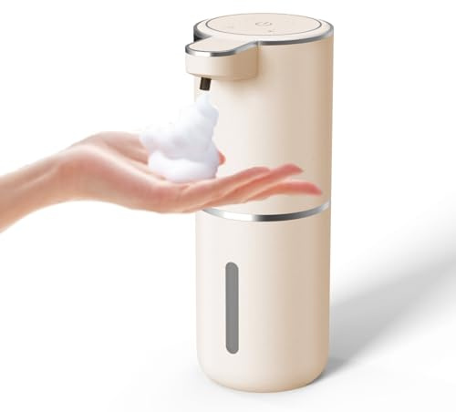 Automatic Soap Dispenser – Touchless Foaming Soap Dispenser 400ml USB Rechargeable Dispenser Electric Wall Mounted 4levels Adjustable Foam Soap Dispenser Pump for Bathroom Kitchen(Gold)