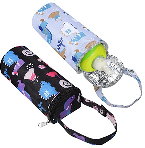 ANDRESLAD 2 Bolsas Térmicas para Biberones Bolsa Aislante para Botellas De Leche para Mamás Portátil Diseño De Dibujos Animados Adecuado para Viajes y Paseos